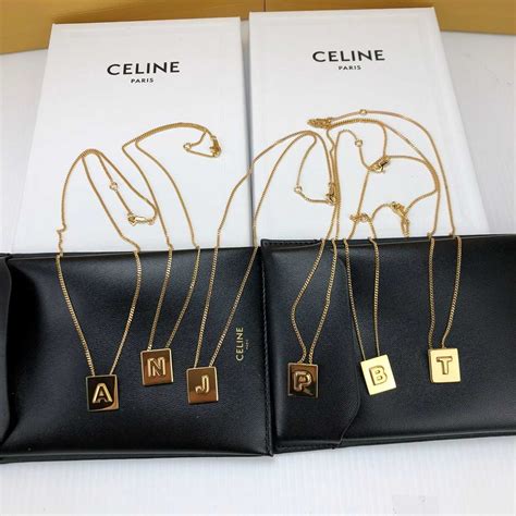 celine chunky letter necklace|Celine letter necklace buy online.